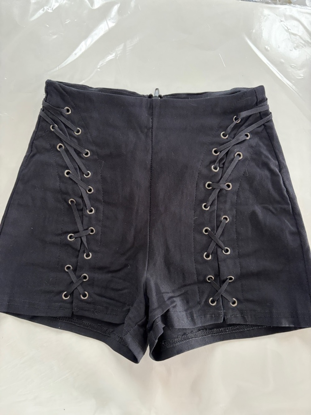 SPIRIT Black High-Waist Lace-Up Bike Shorts